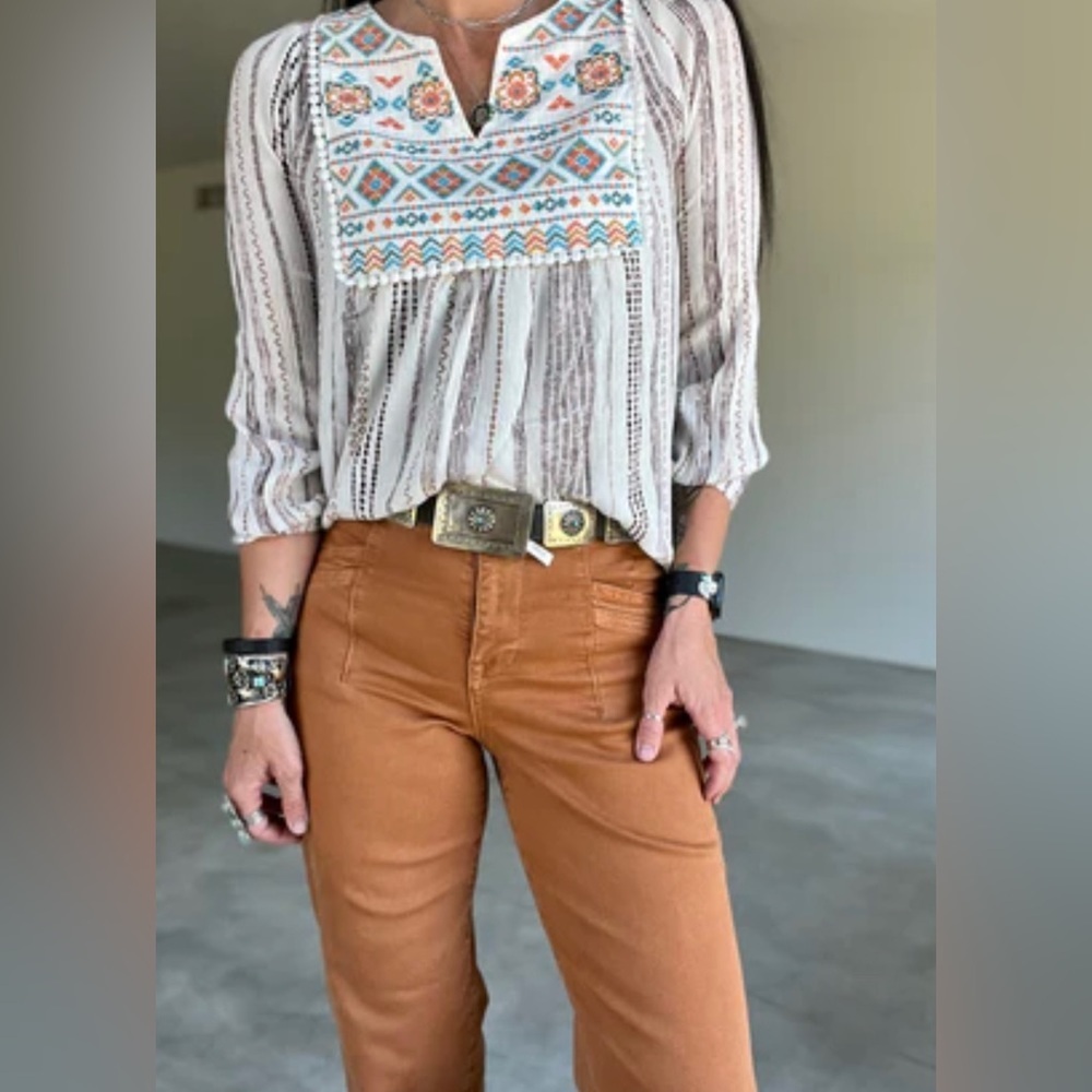 Savanna Jane Bib Embroidery Top